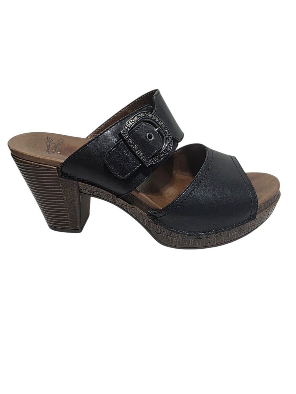 DANSKO RAMONA BLACK LEATHER SANDALS SLIDES WITH BUCKLE SZ10 (EU40)